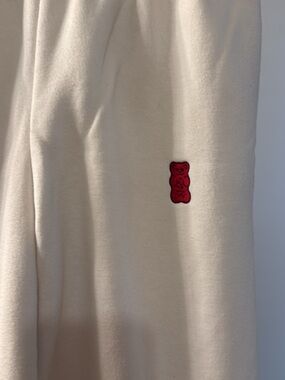 HARI Cream Fleece Sweatpants with Red Logo Tag